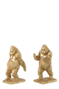 J-Line boekensteun Gorilla - polyresin - goud - 2 stuks