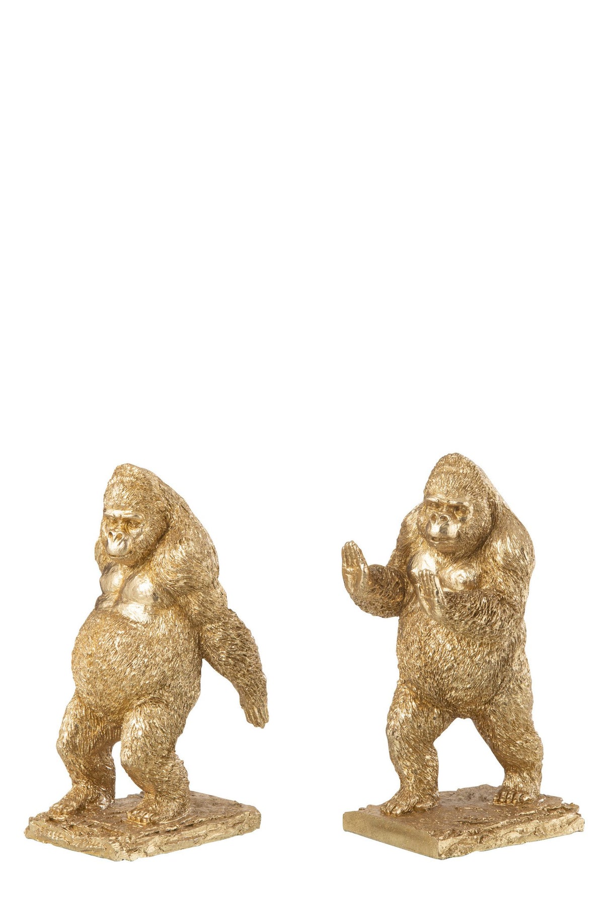 J-Line boekensteun Gorilla - polyresin - goud - 2 stuks