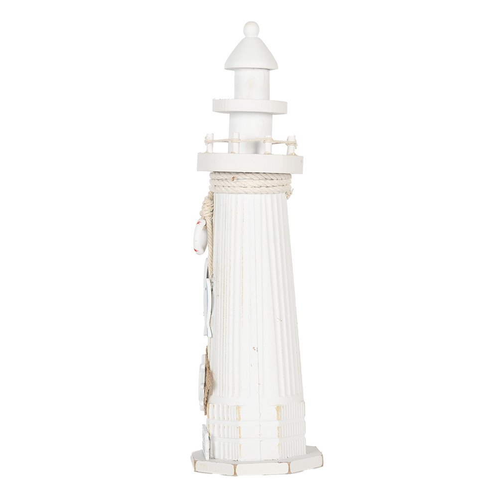 Decoratie Beeld Vuurtoren Ø 10x32 cm Wit MDF