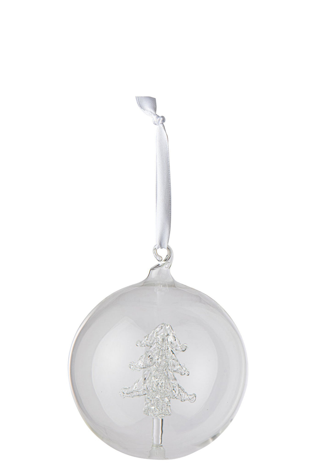 J-Line Kerstbal met boom - glas - transparant