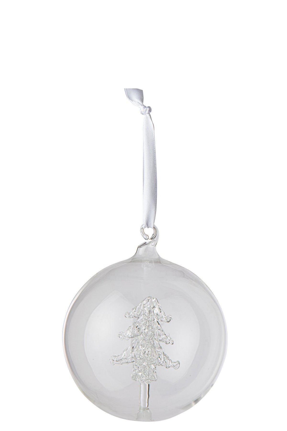 J-Line Kerstbal met boom - glas - transparant