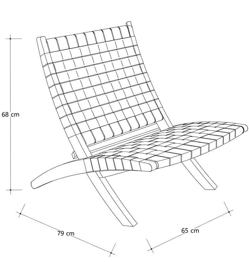 Oliver lounge stoel binnen - zwart leer - teak hout