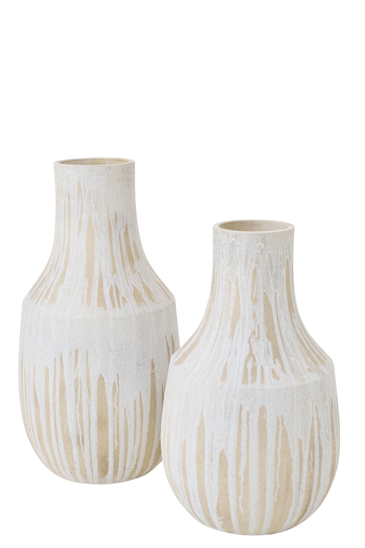 J-Line vaas - keramiek - lichtbeige/wit - L
