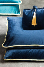 Half kussen fluweel goud navy 35x45cm