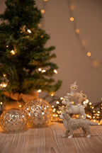 Beeld Dieren 12x4x17 cm Grijs Beige Kunststof Dieren Kerstdecoratie
