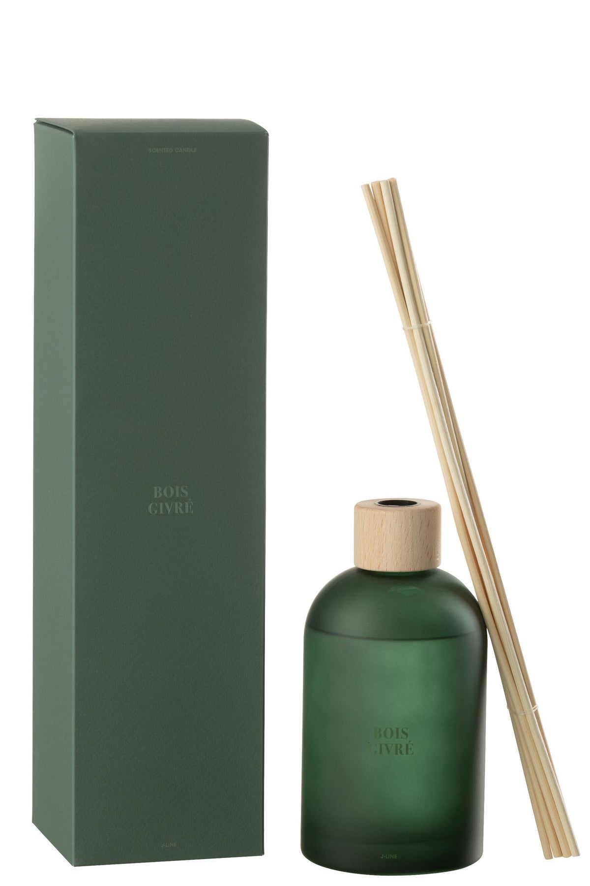 J-Line geurstokjes Accords Essentiels - mat hout - groen - 550 ml