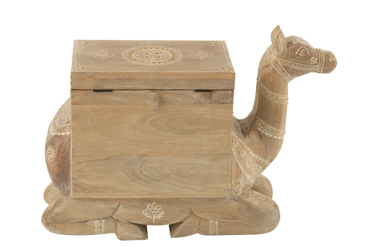 J-Line Koffer Kameel Mango Hout Naturel/Wit