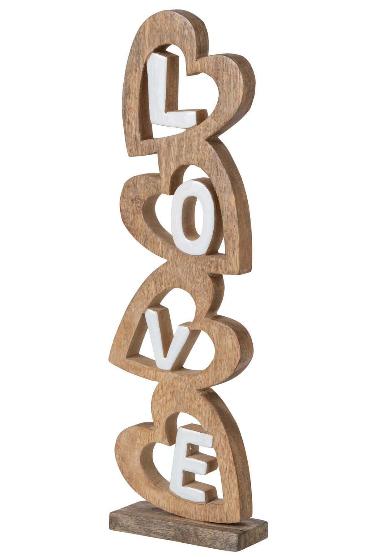 J-Line Love met hart - mangohout - naturel/wit - large