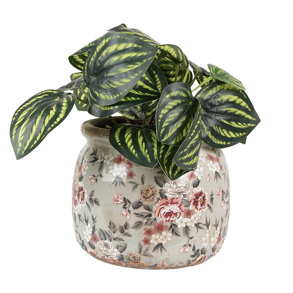 Bloempot Ø 16x13 cm Grijs Keramiek Bloemen