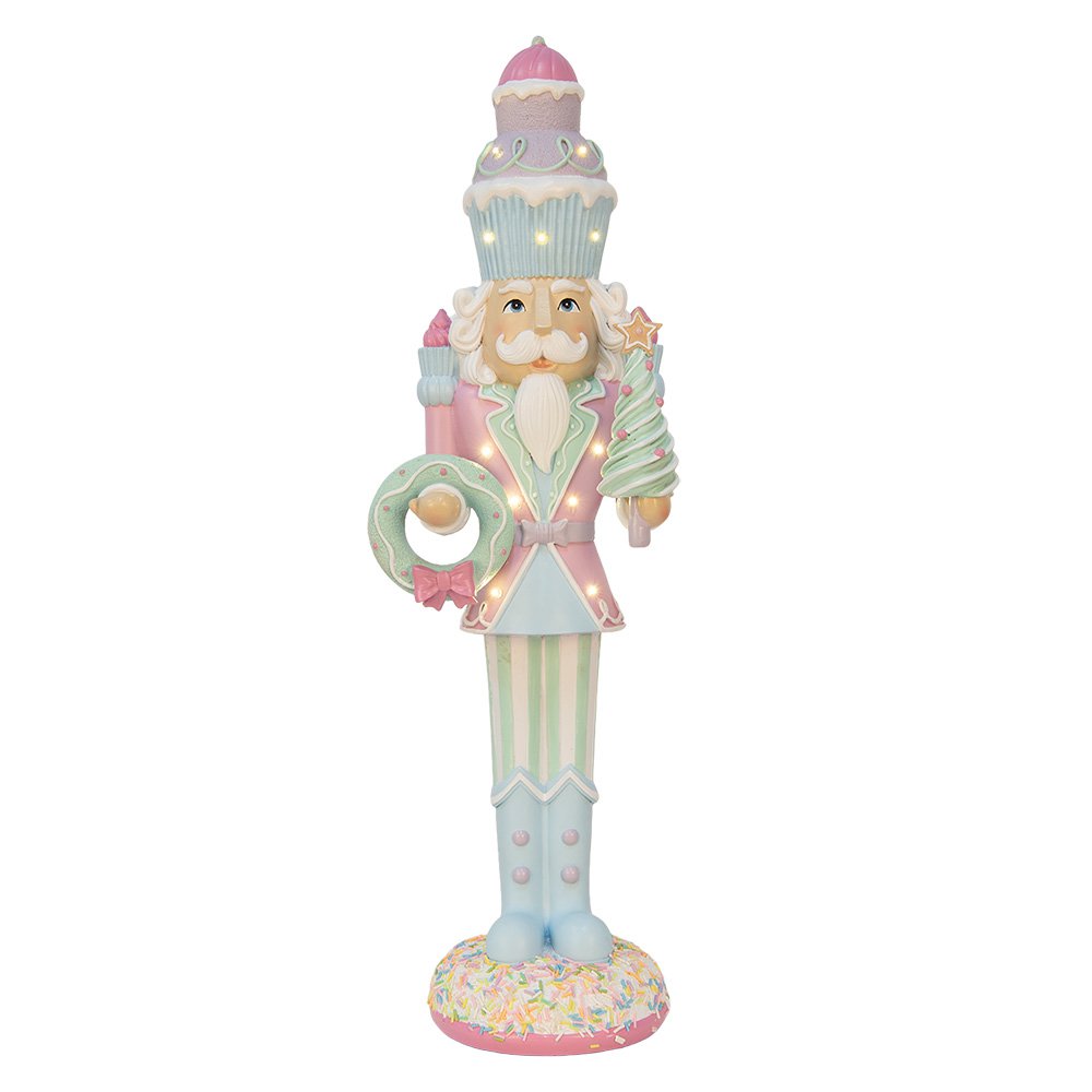 Kerstdecoratie met LED-verlichting Notenkraker 19x16x61 cm Roze Kunststof