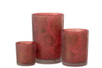 J-Line windlicht bloemen - glas - mat rood/goud - large