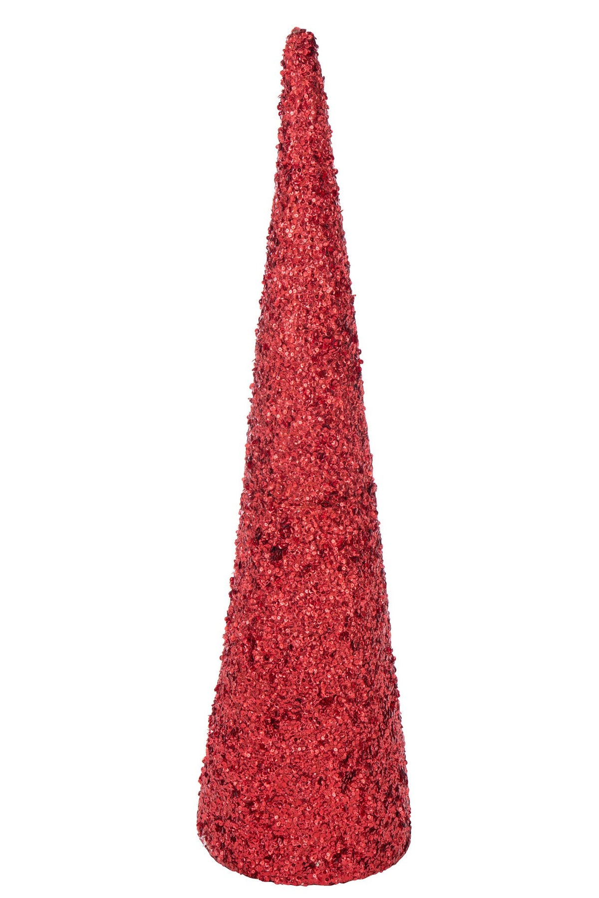 J-Line decoratie Kegel Pailletten Schuim - kunststof - rood - L