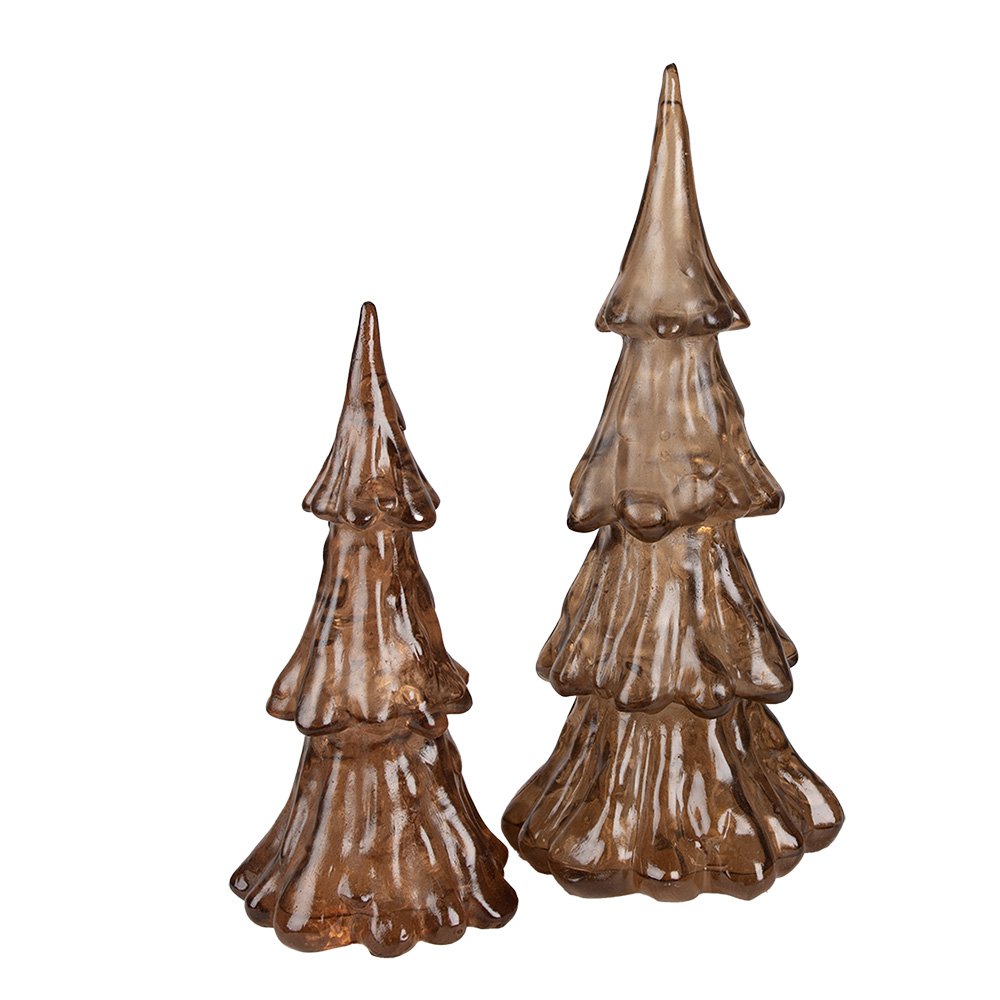 Kerstdecoratie met LED-verlichting Kerstboom Ø 12x24 cm Goudkleurig Bruin Kunststof