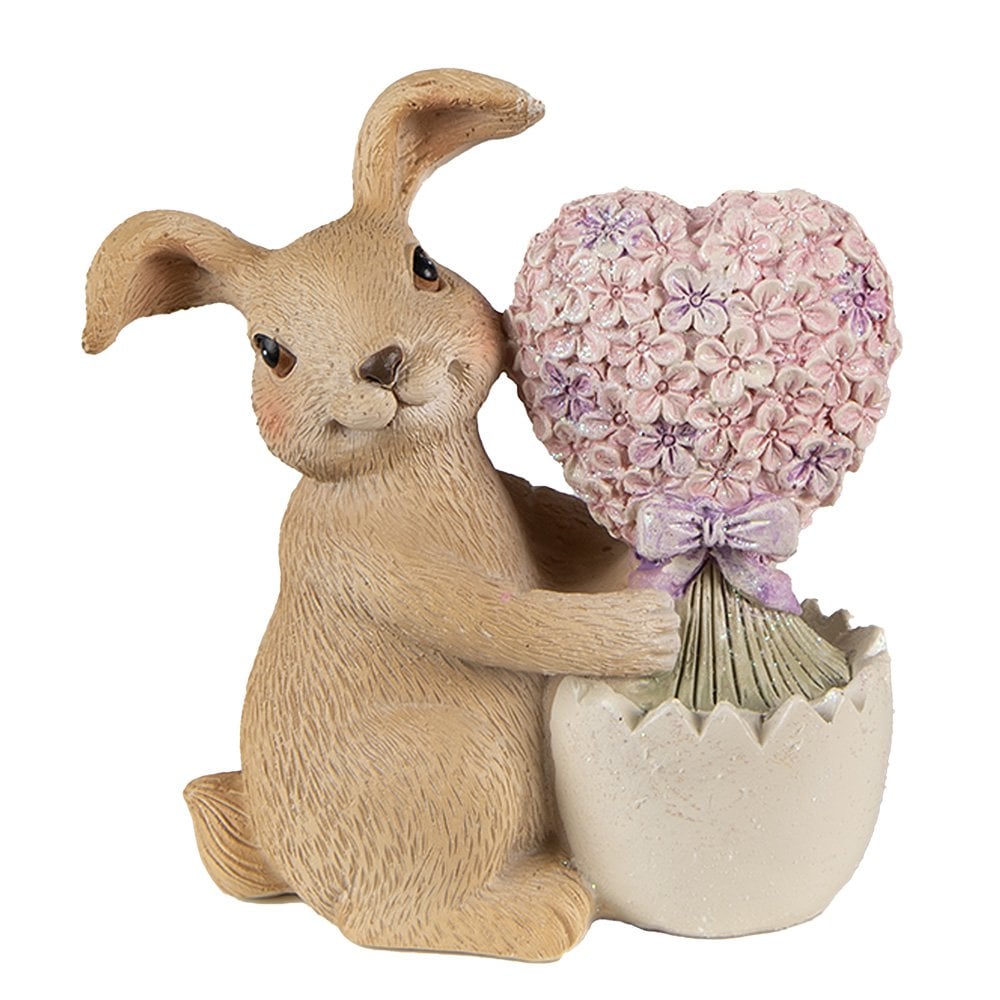 Beeld Konijn 12 cm Bruin Roze Polyresin
