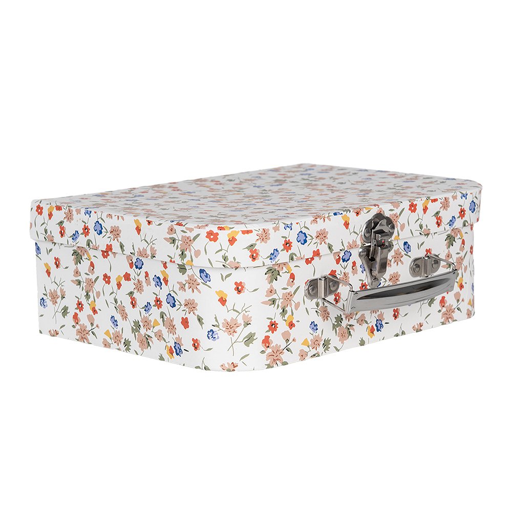 Decoratie Koffer Set van 3 30x22x9/25x20x9/20x17x8 cm Wit Karton Bloem