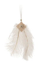J-Line hanger Pluim Strass - veren - wit