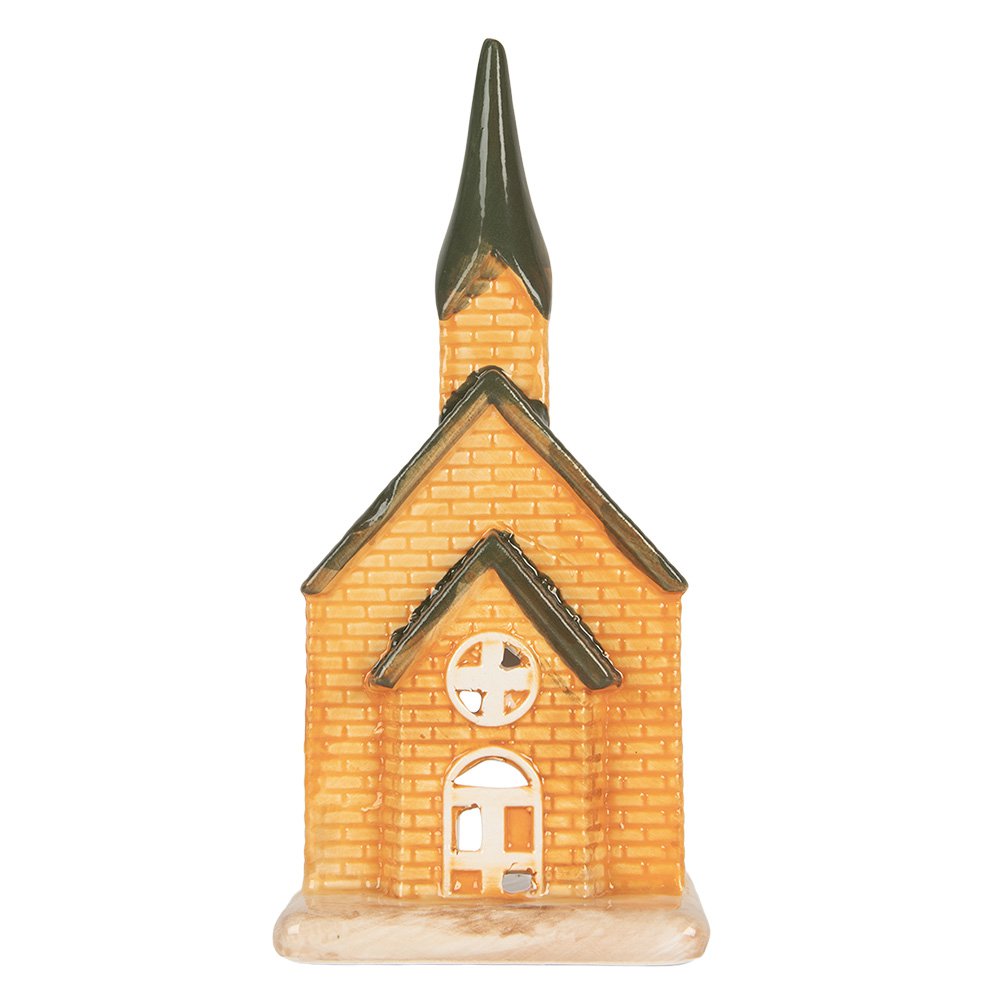Waxinelichthouder Huis 9x8x21 cm Oranje Keramiek