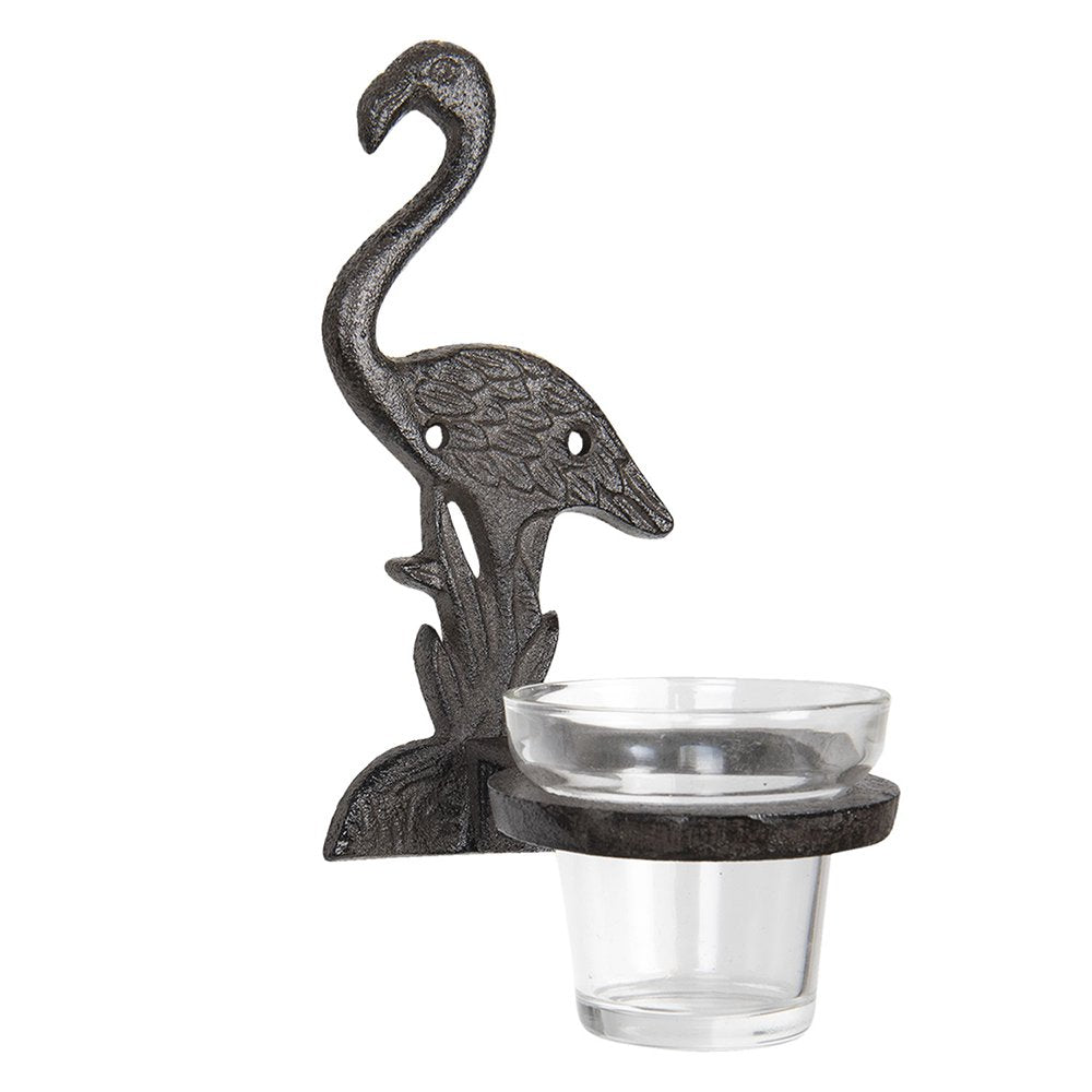 Theelichthouder 8x12x19 cm Bruin IJzer Flamingo Waxinelichthouder