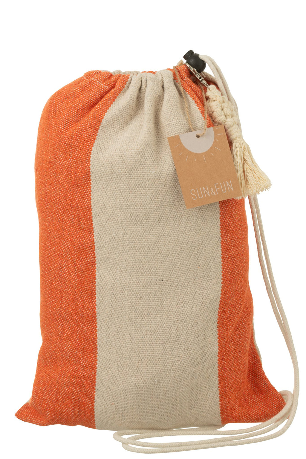 J-Line Hangmat Brede Strepen Katoen/Polyester Oranje/Ecru