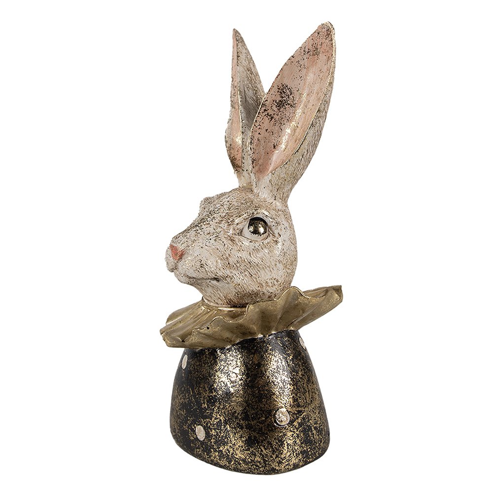 Beeld Konijn 23 cm Wit Goudkleurig Polyresin Paasdecoratie
