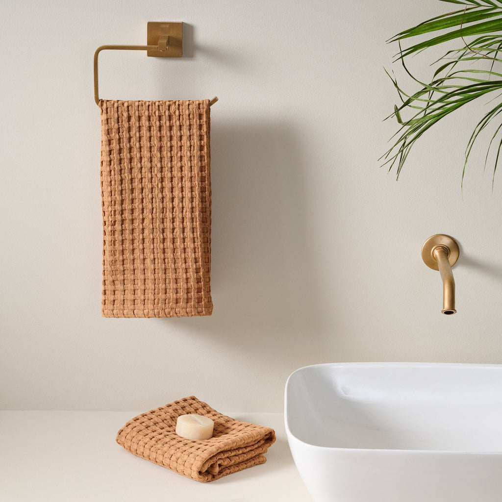 Katoenen wafelhanddoek - Hand, krijt