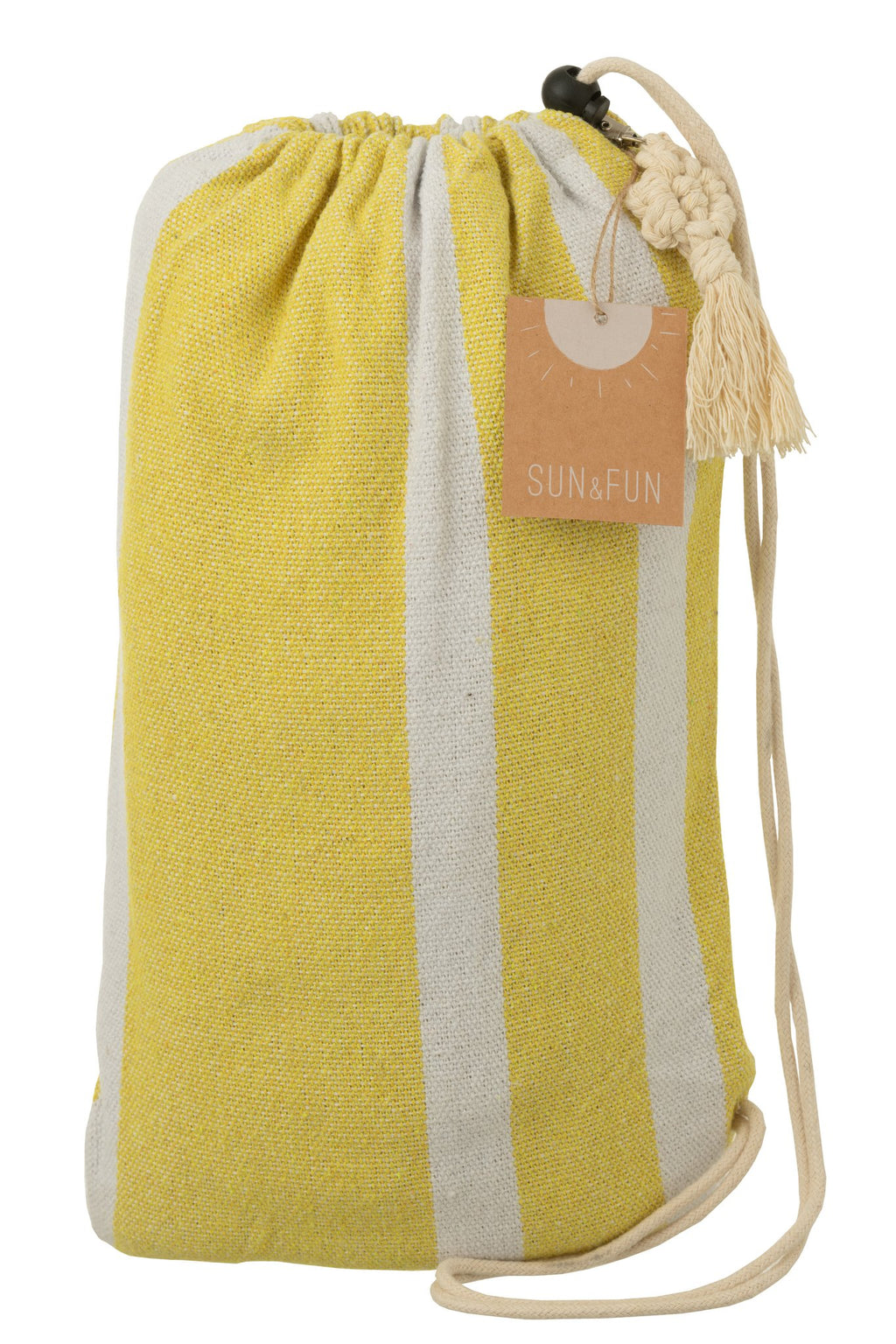 J-Line Hangmat Strepen Katoen/Polyester Fel Geel/Wit