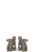 J-Line boekensteun Zittend - cement - grijs - small - 2 stuks