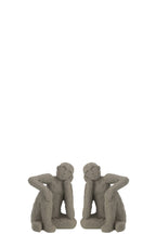 J-Line boekensteun Zittend - cement - grijs - small - 2 stuks