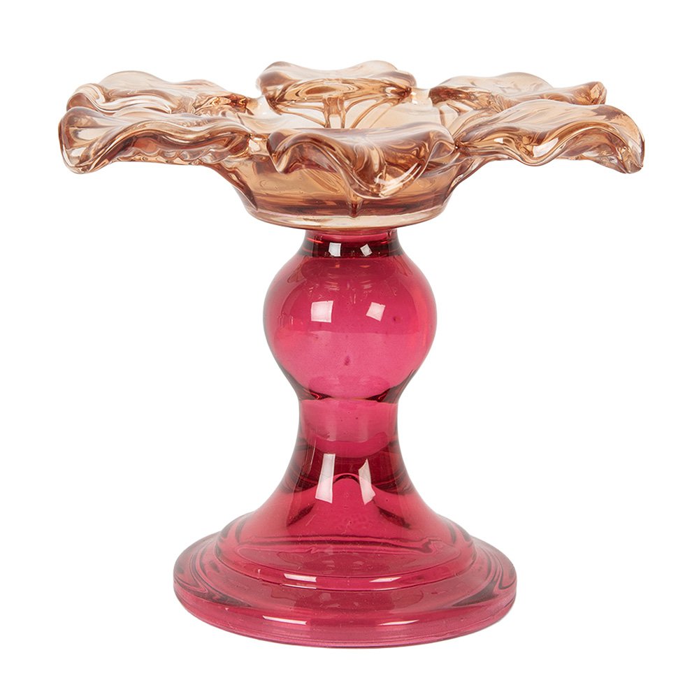 Waxinelichthouder Ø 14x11 cm Oranje Glas Theelichthouder