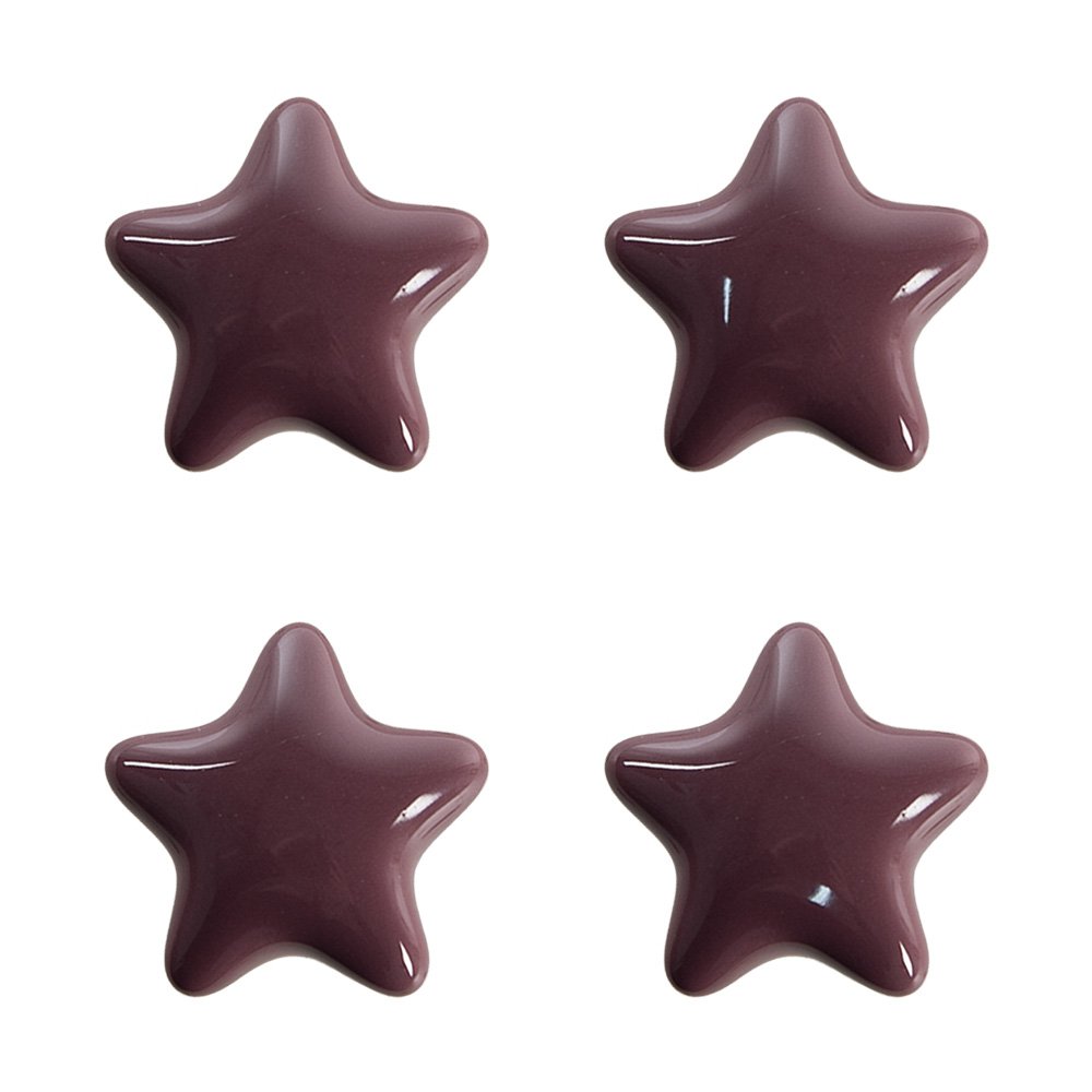 Deurknop Set van 4 Ster Ø 4 cm Paars Keramiek Meubelknop