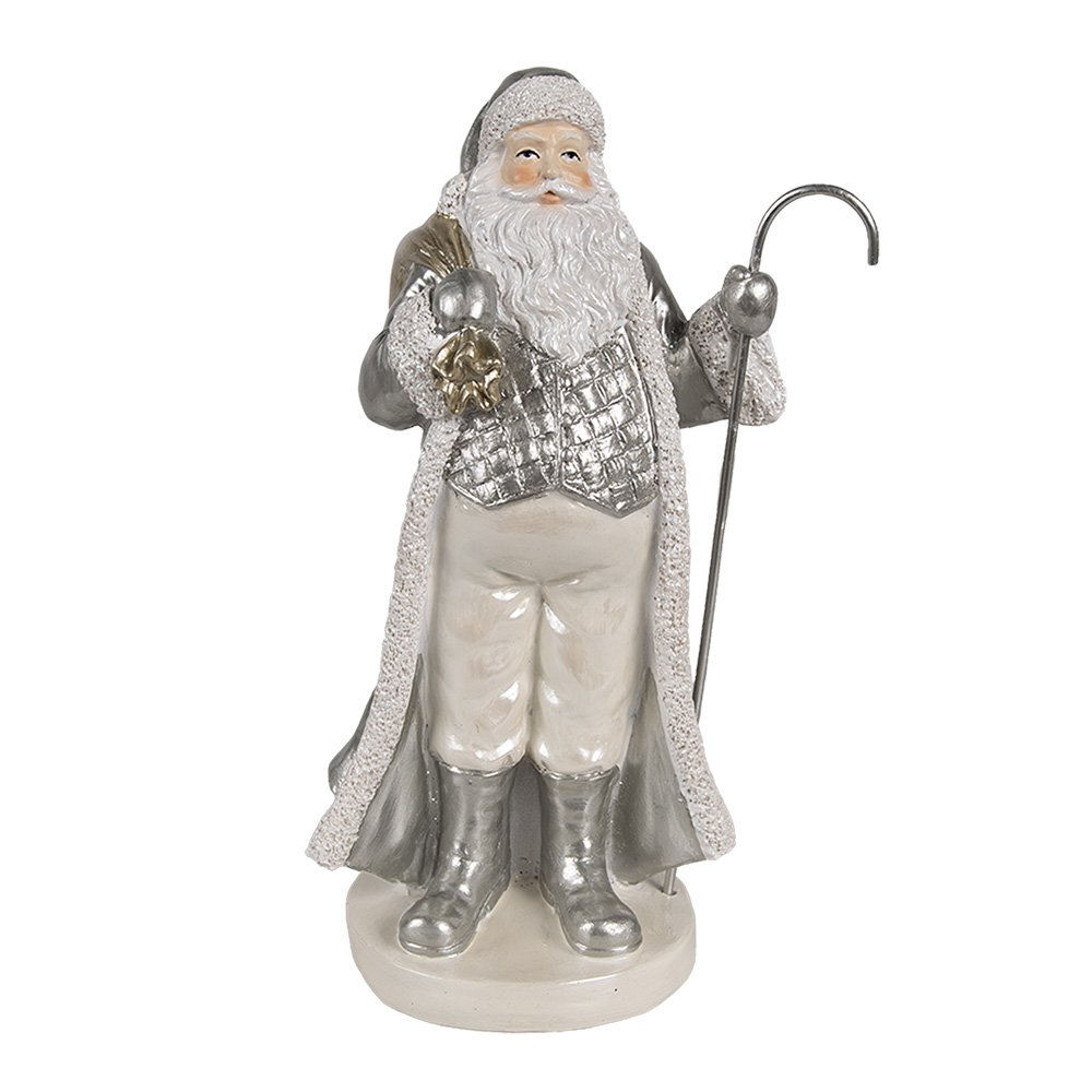 Kerstdecoratie Beeld Kerstman 20 cm Zilverkleurig Kunststof