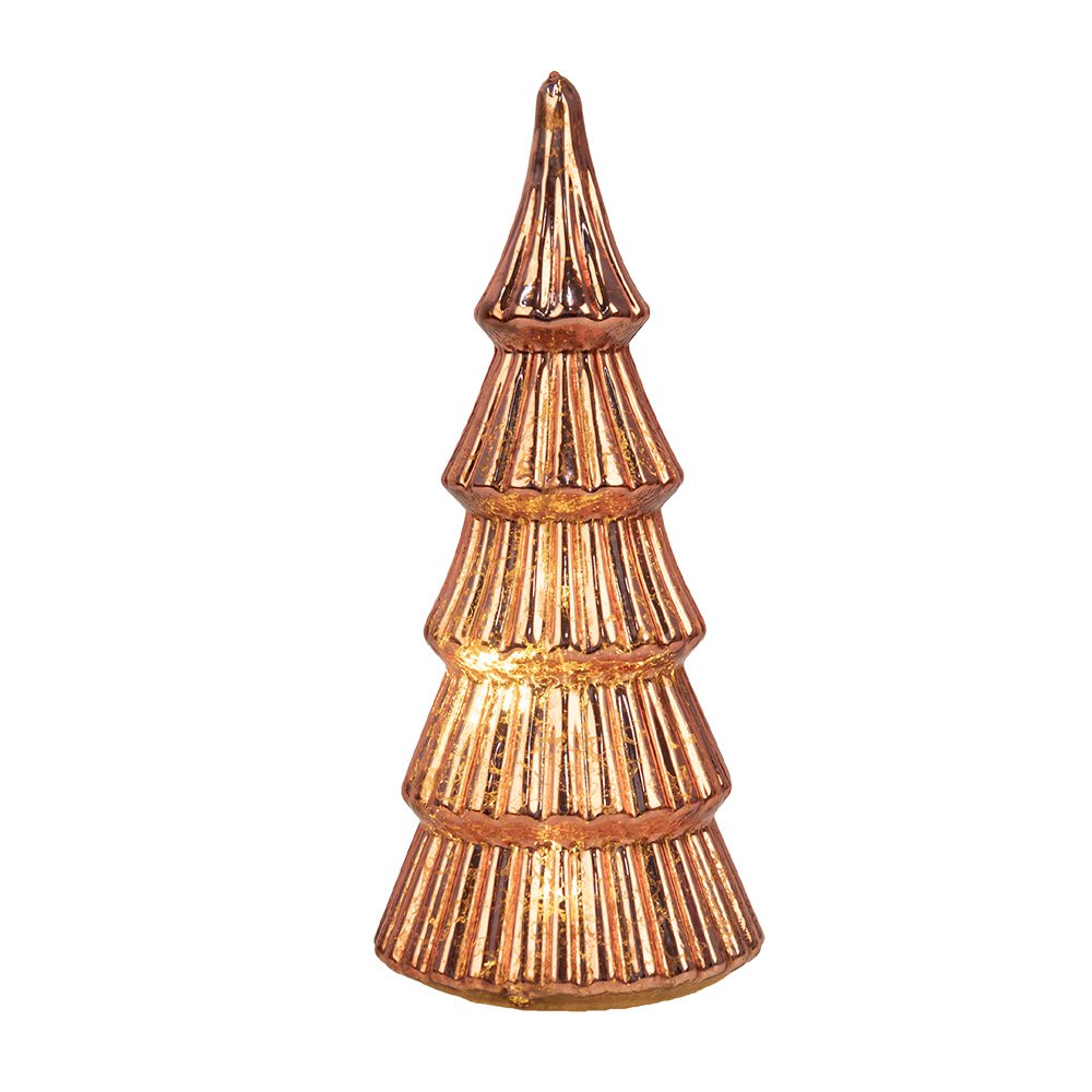Kerstdecoratie met LED-verlichting Kerstboom Ø 9x21 cm Koperkleurig Kunststof