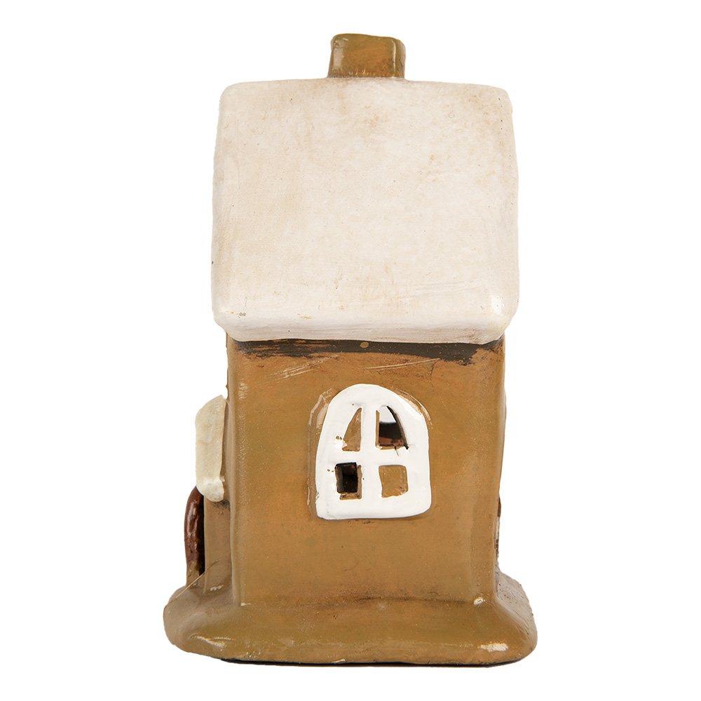 Waxinelichthouder Huis 10x10x16 cm Bruin Keramiek