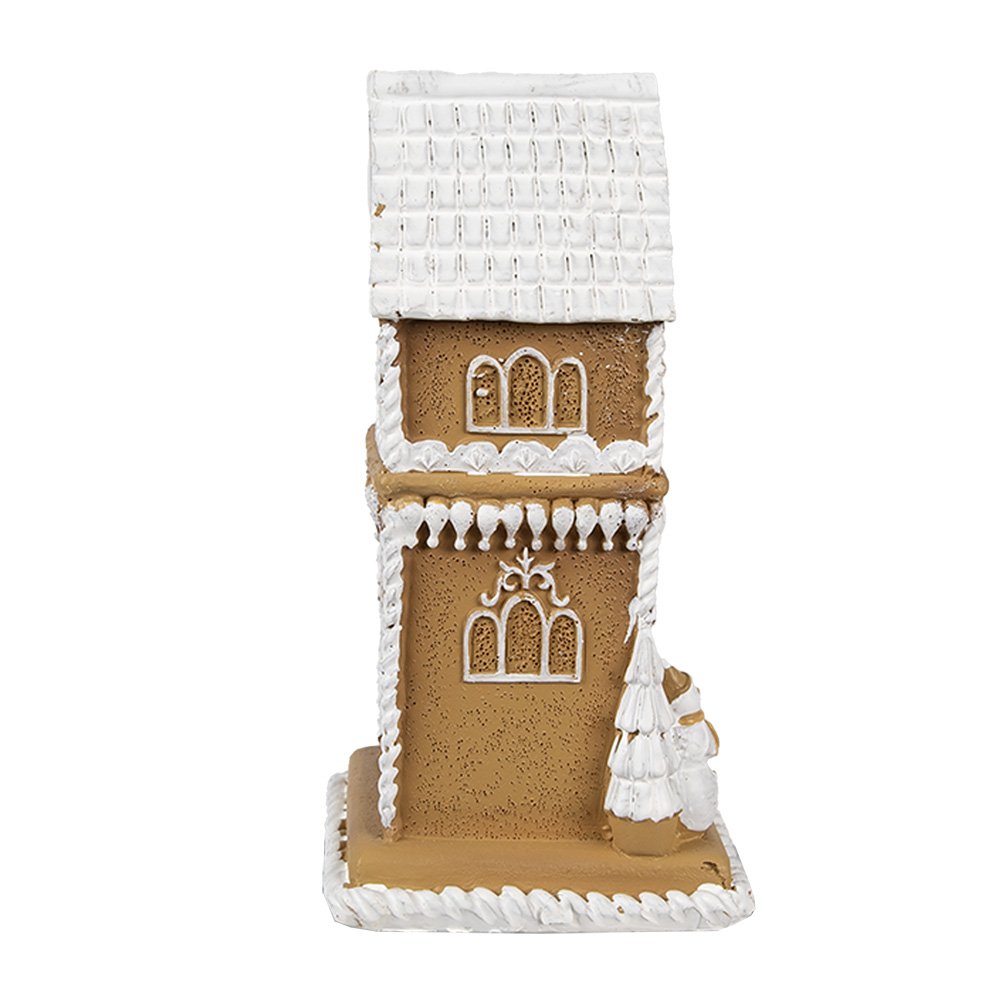 Gingerbread house met LED 15 cm Bruin Polyresin Peperkoekhuisje