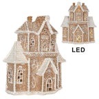 Gingerbread house met LED 18x9x20 cm Bruin Kunststof