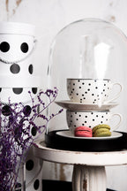 Kop en Schotel 238 ml Wit Zwart Polyresin Servies