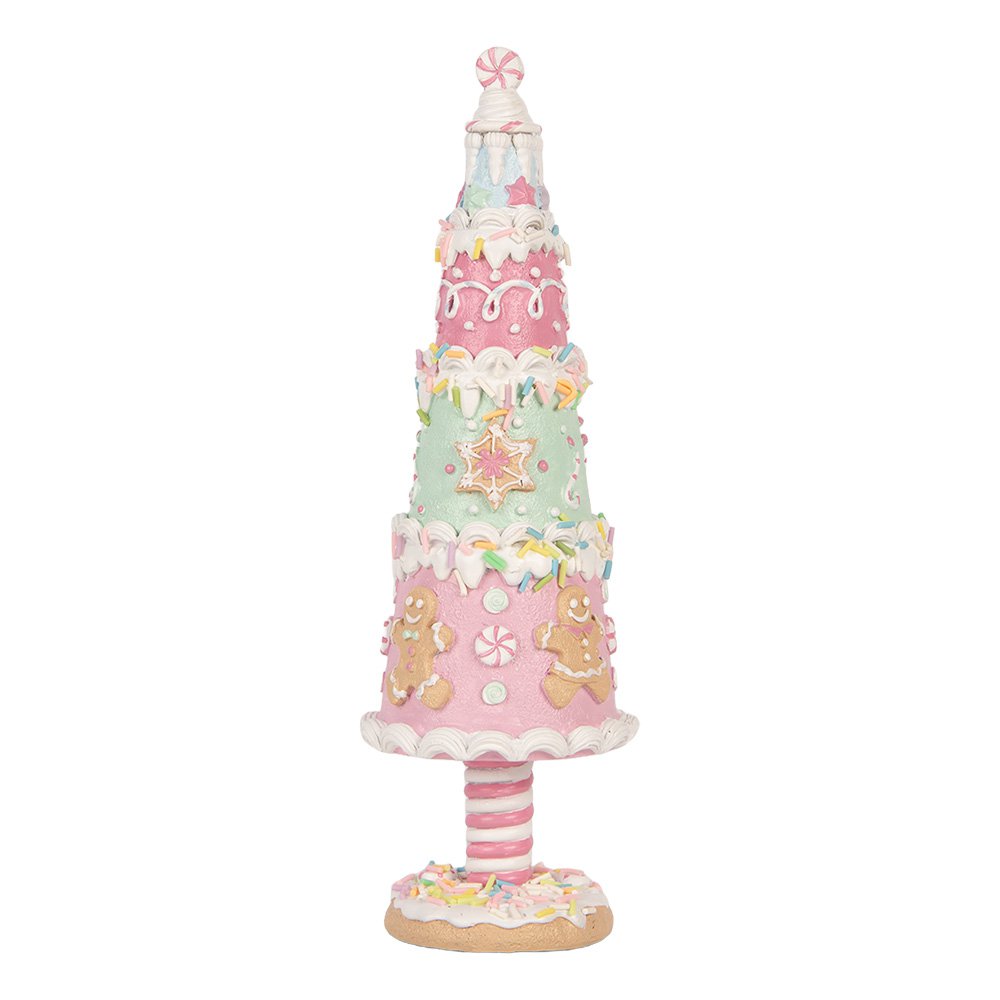 Kerstdecoratie Beeld Kerstboom Ø 8x26 cm Roze Kunststof