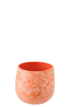 J-Line bloempot - keramiek - oranje/wit - S