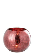 J-Line theelichthouder Bal Craquelé - glas - roze - large