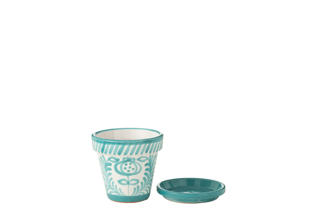 J-Line bloempot Granada - keramiek - aqua - small - Ø 21 cm
