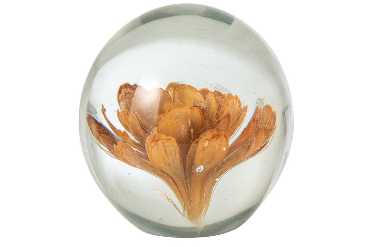 J-Line presse-papier Bal Bloemen - glas - brons - large