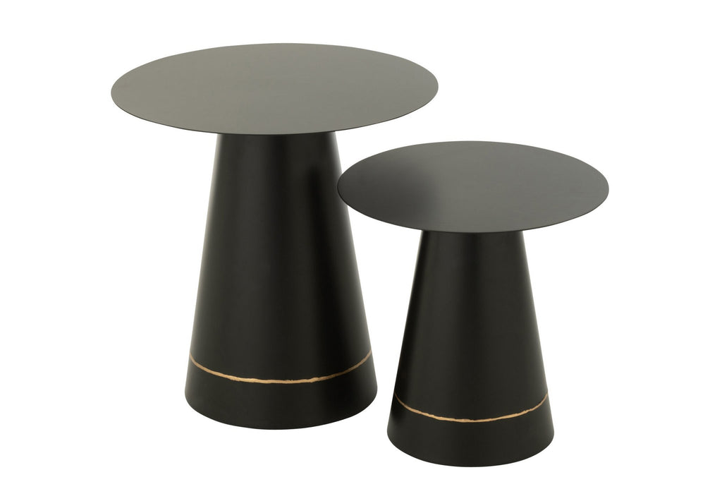 J-Line bijzettafel - ijzer - zwart/goud - set van 2