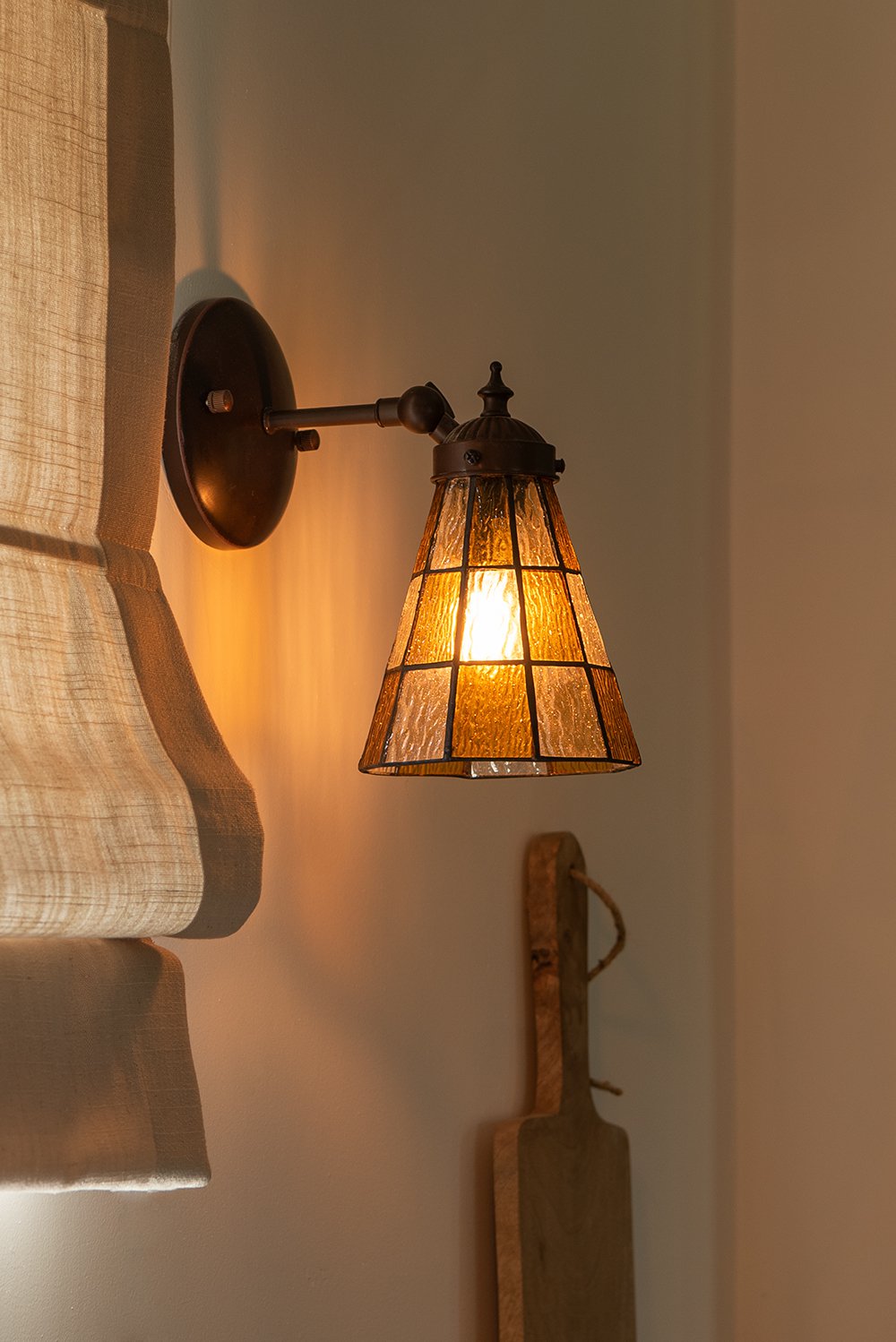 Wandlamp Tiffany 17x12x23 cm Bruin Glas Muurlamp