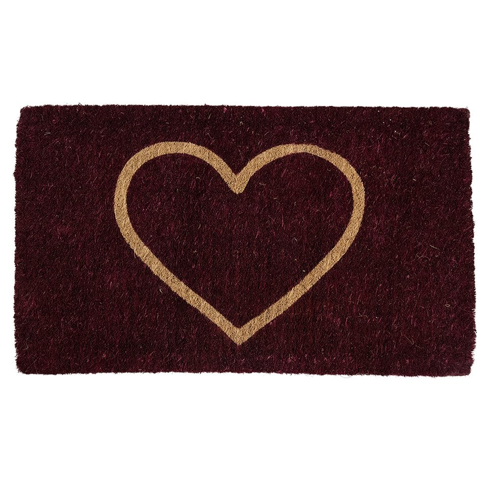 Kokosmat handgeweven hart rood 75cm
