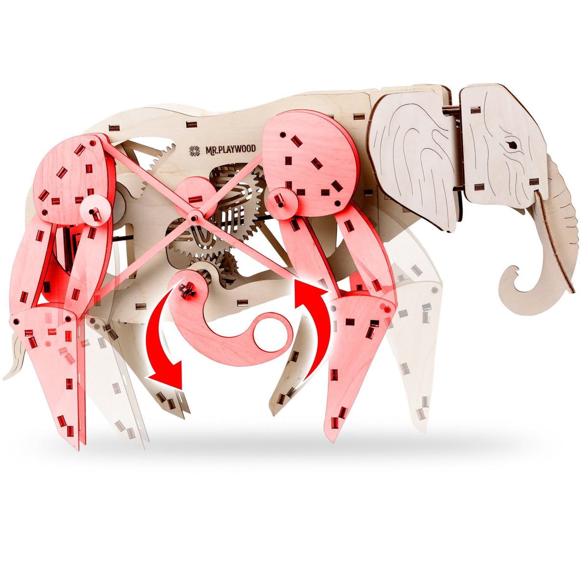 Mr. Playwood, 3D Houten Puzzel, Olifant/ Elephant, 10004, 50x27x35cm.
