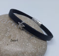 Semplice leren armband tiny star antiek zilver