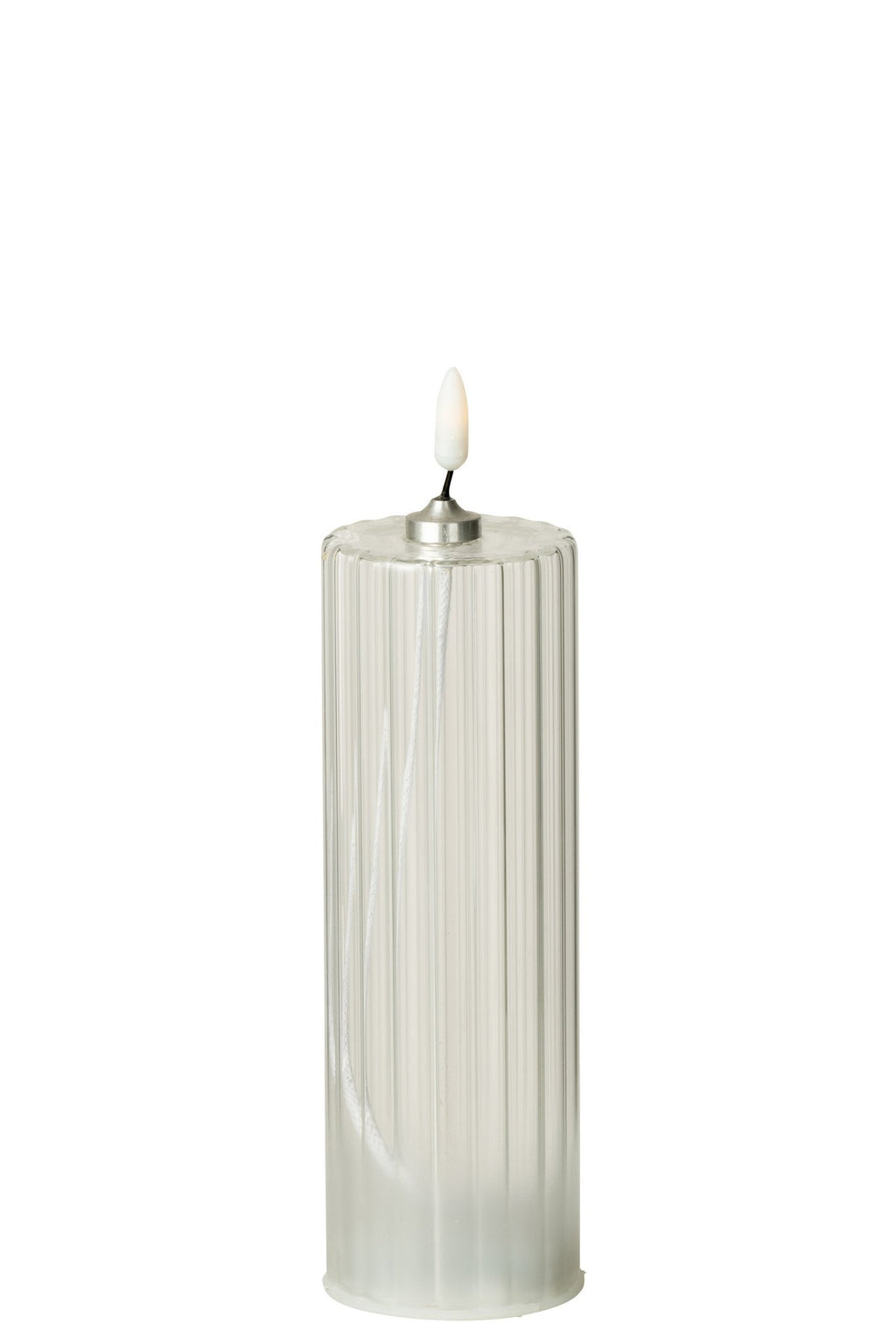J-Line kaars Strepen - glas - transparant - L - LED