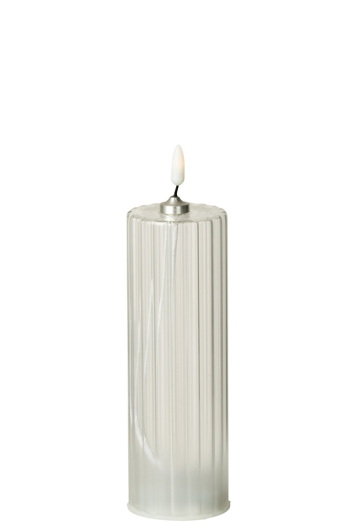 J-Line kaars Strepen - glas - transparant - L - LED