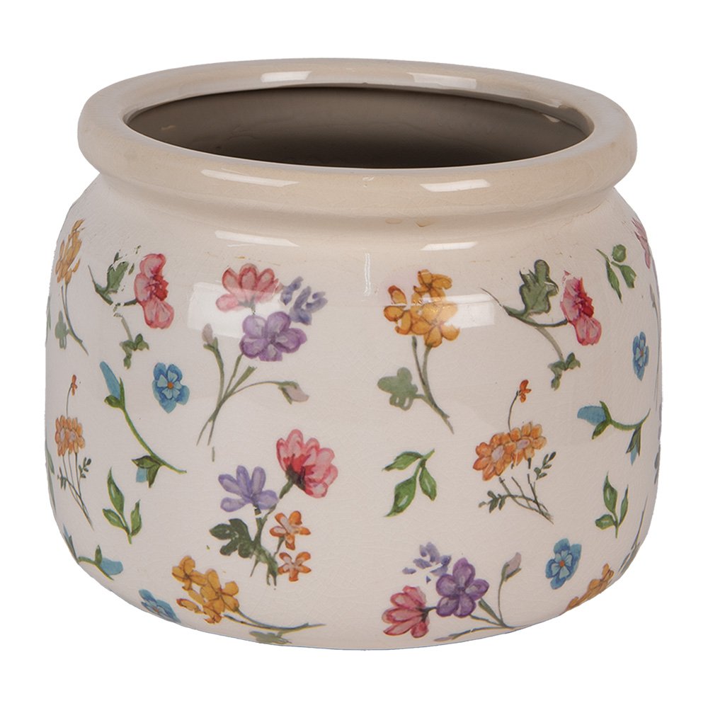Bloempot Ø 20x15 cm Beige Keramiek Bloemen