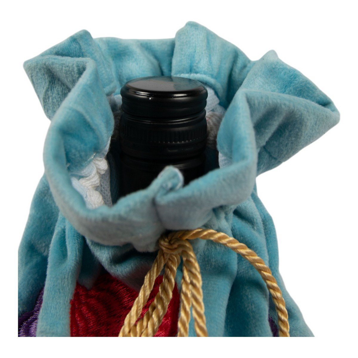 Wijn fles hoes Joy lichtblauw h37 x 12cm